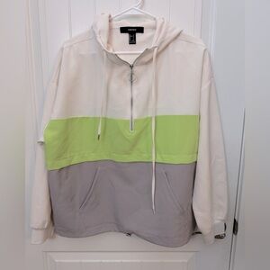 Forever 21 Cream and green hoodie. Women’s size large